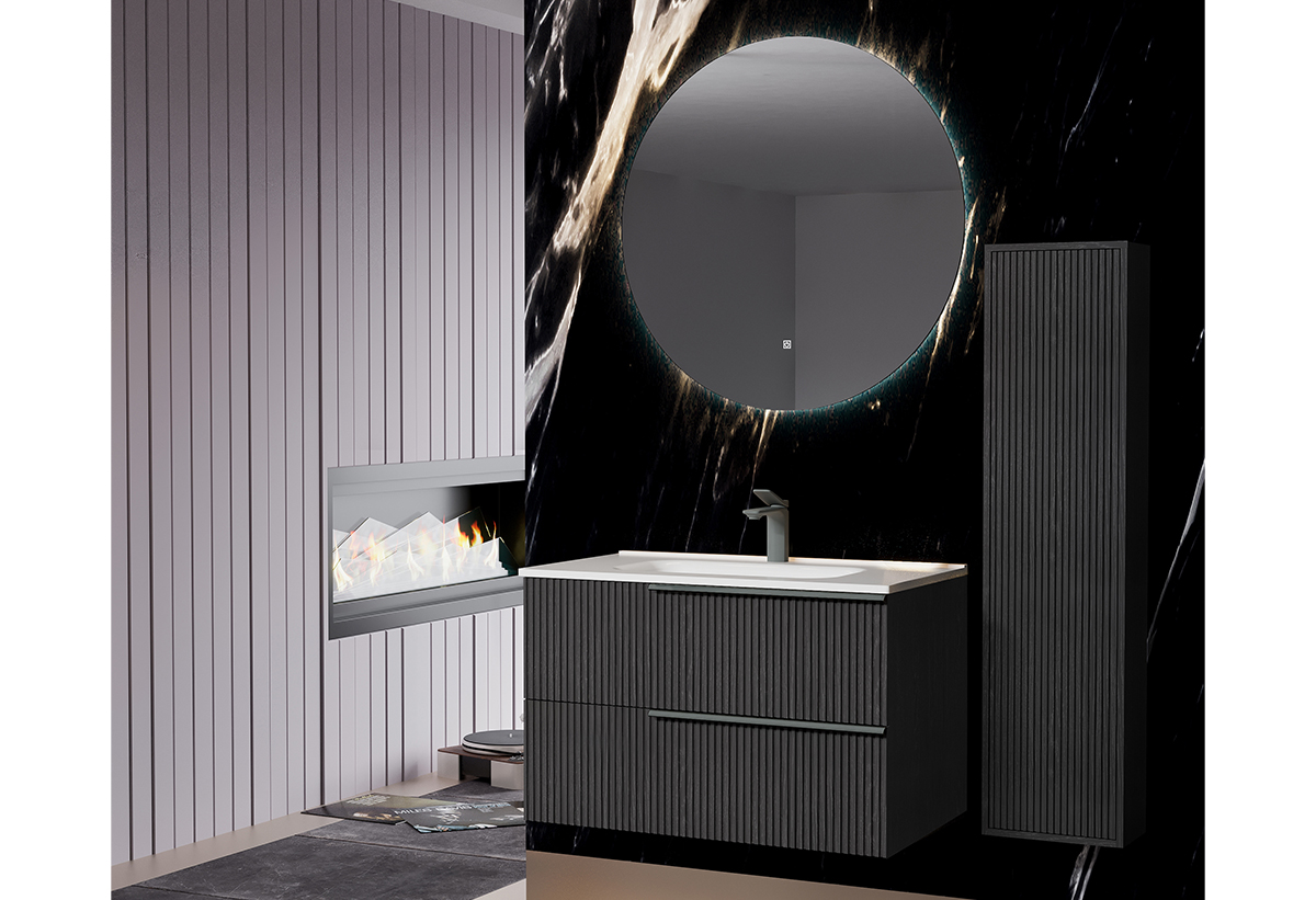 Η στήλη τοποθετημένη σε ένα μπάνιο